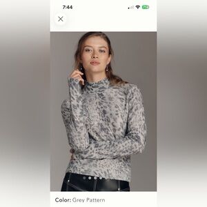 Grey Leopard Print Long Sleeve Top